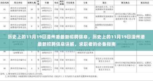 历史上的11月19日漳州港最新招聘信息全解析，求职者必备指南