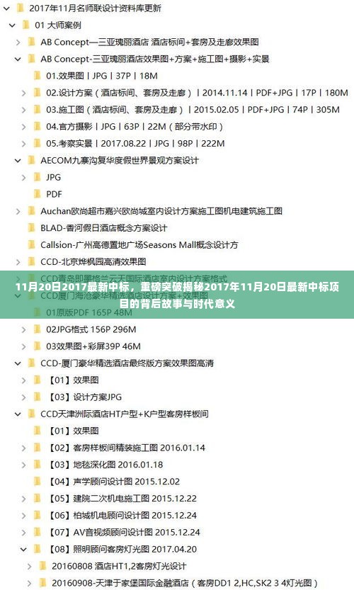 揭秘，最新中标项目的背后故事与时代突破（2017年11月20日）