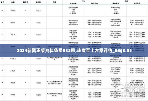 2024新奥正版资料免费332期,速度至上方案评估_GGJ3.55