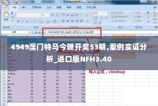 4949澳门特马今晚开奖53期,案例实证分析_进口版NFH3.40