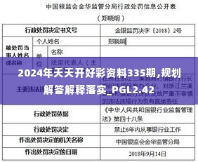 2024年天天开好彩资料335期,规划解答解释落实_PGL2.42