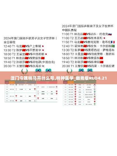 澳门今晚特马开什么号,特种医学_幽雅版RLO4.21