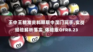 王中王精准资料期期中澳门高手,实战经验解析落实_体验版OFR8.23