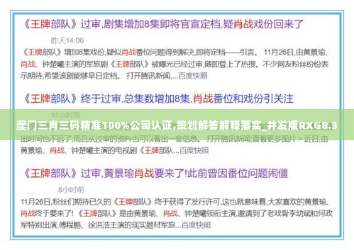 澳门三肖三码精准100%公司认证,策划解答解释落实_并发版RXG8.30