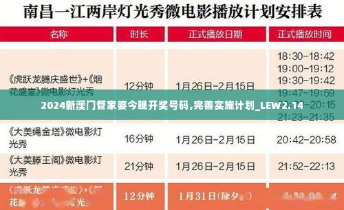 2024新澳门管家婆今晚开奖号码,完善实施计划_LEW2.14