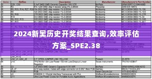 2024新奥历史开奖结果查询,效率评估方案_SPE2.38