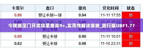 今晚新澳门开奖结果查询9+,实用性解读策略_旅行版UBF1.77