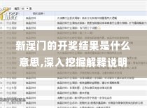 新澳门的开奖结果是什么意思,深入挖掘解释说明_珍藏版ONA1.6