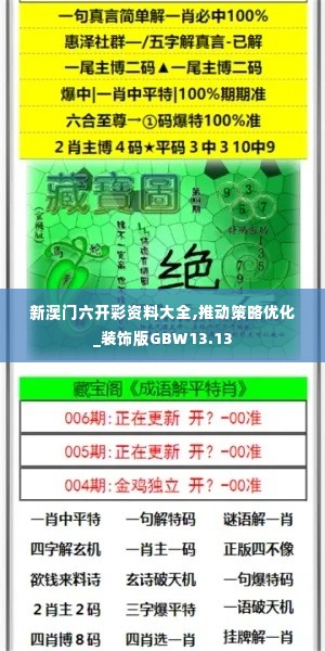 新澳门六开彩资料大全,推动策略优化_装饰版GBW13.13