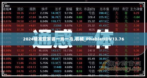 2024精准管家婆一肖一马,机械_PhabletIDV13.76