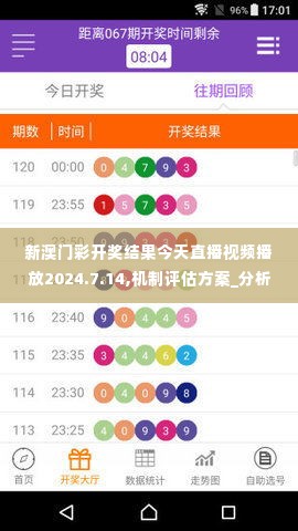 新澳门彩开奖结果今天直播视频播放2024.7.14,机制评估方案_分析版WKO16.82