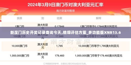 新澳门历史开奖记录查询今天,精细评估方案_多功能版XNR13.6