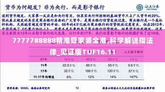 7777788888精准管家婆全准,科学解说指法律_见证版TUF16.11