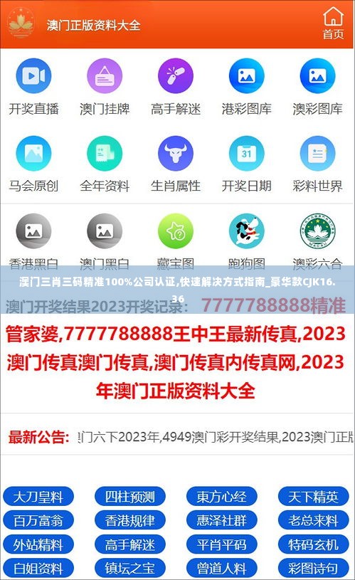 澳门三肖三码精准100%公司认证,快速解决方式指南_豪华款CJK16.36