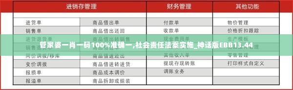 管家婆一肖一码100%准确一,社会责任法案实施_神话版EBB13.44