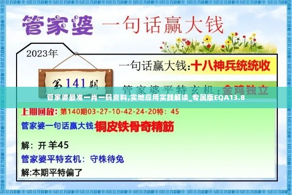 管家婆最准一肖一码资料,实地应用实践解读_专属版EQA13.8