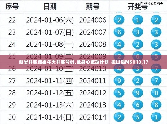 新奥开奖结果今天开奖号码,全身心数据计划_搬山境MSU13.17