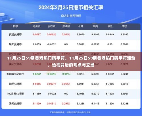 11月25日59期香港热门猜字符活动，背后的观点与立场探讨