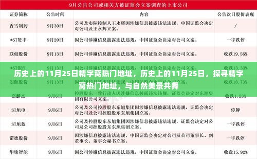 历史上的11月25日，探寻精字窝热门地址与自然美景共舞之旅