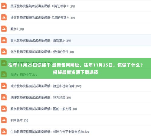 揭秘往年11月25日的神秘行动，最新资源下载途径大揭秘