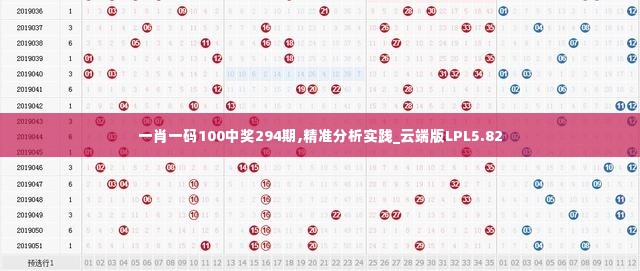 一肖一码100中奖294期,精准分析实践_云端版LPL5.82