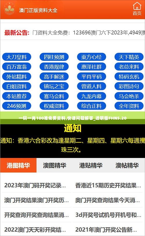 一码一肖100准免费资料,快速问题解答_透明版FHN5.20