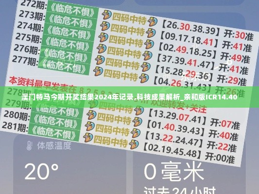 澳门特马今期开奖结果2024年记录,科技成果解析_亲和版ICR14.40