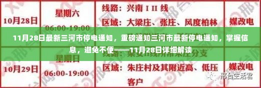 三河市最新停电通知详解，掌握信息，避免不便（11月28日版）