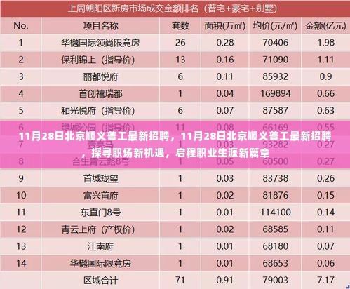 11月28日北京顺义普工最新招聘，职场新机遇，启程职业新篇章