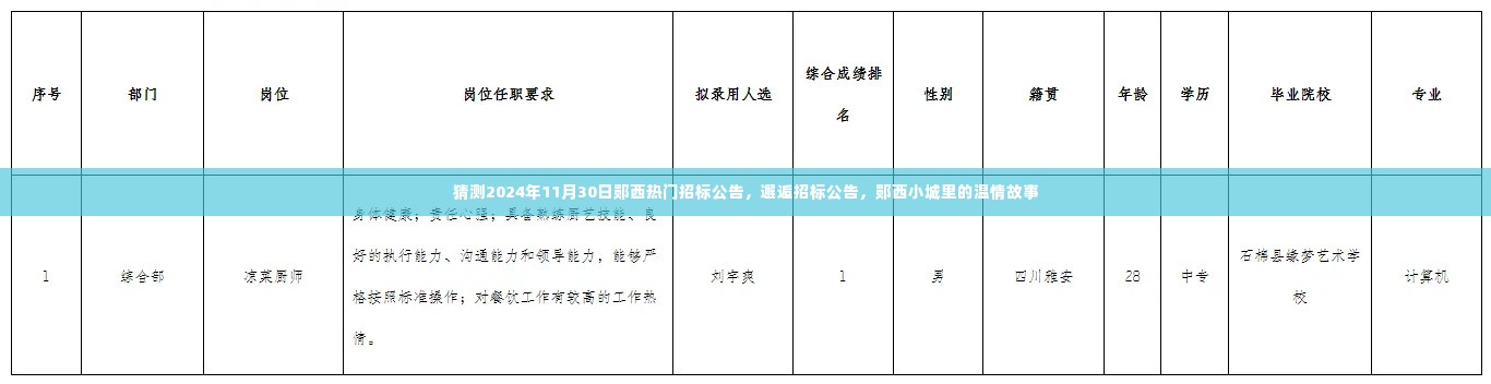 郧西小城温情故事，揭秘未来招标预告，探寻邂逅时刻的温情与机遇