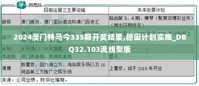 2024澳门特马今335期开奖结果,稳固计划实施_DBQ32.103流线型版