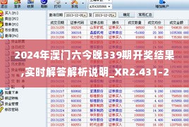 2024年澳门六今晚339期开奖结果,实时解答解析说明_XR2.431-2