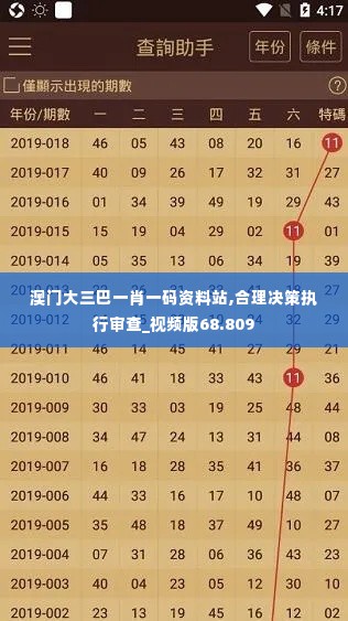 澳门大三巴一肖一码资料站,合理决策执行审查_视频版68.809