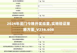 2024年澳门今晚开奖结果,实地验证策略方案_V236.608