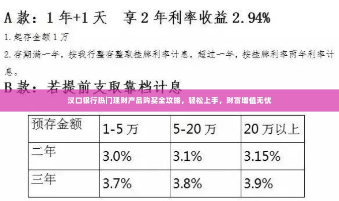 汉口银行热门理财产品购买指南，轻松上手，实现财富无忧增值