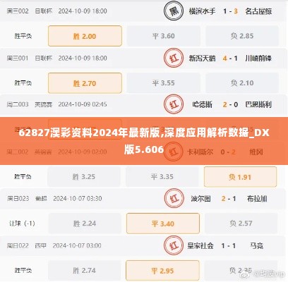 62827澳彩资料2024年最新版,深度应用解析数据_DX版5.606