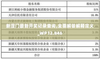 新澳门最新开奖记录查询,全面解答解释定义_WP12.846