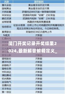 澳门开奖记录开奖结果2024,最新解答解释定义_复刻款7.402