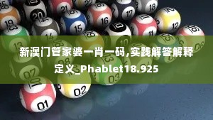 新澳门管家婆一肖一码,实践解答解释定义_Phablet18.925