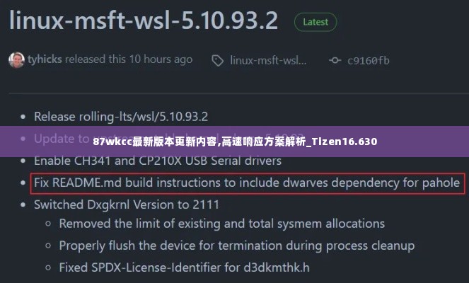 87wkcc最新版本更新内容,高速响应方案解析_Tizen16.630