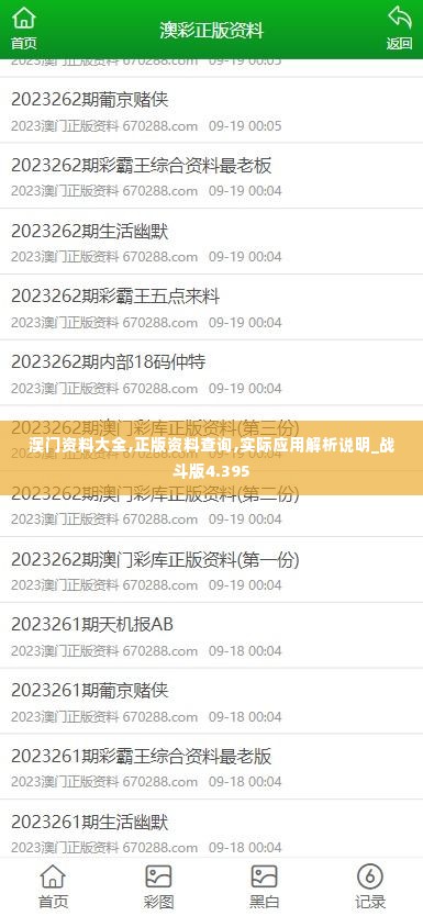 澳门资料大全,正版资料查询,实际应用解析说明_战斗版4.395