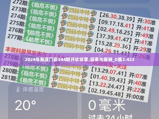 2024年新澳门彩344期开状结果,探索与揭秘_D版2.422