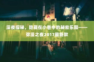 深夜探秘，隐藏在小巷中的秘密乐园——弥漫之夜2017最新款