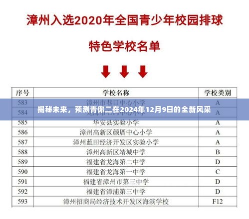 青你二未来风采揭秘，预测2024年12月9日的全新变化