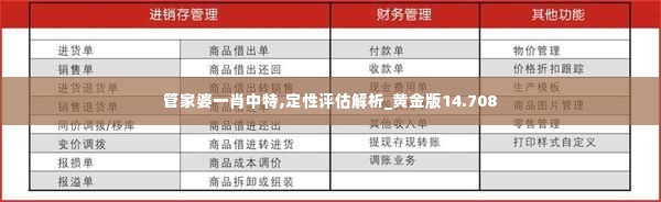 管家婆一肖中特,定性评估解析_黄金版14.708