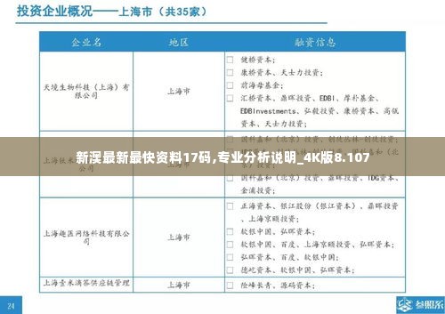 新澳最新最快资料17码,专业分析说明_4K版8.107