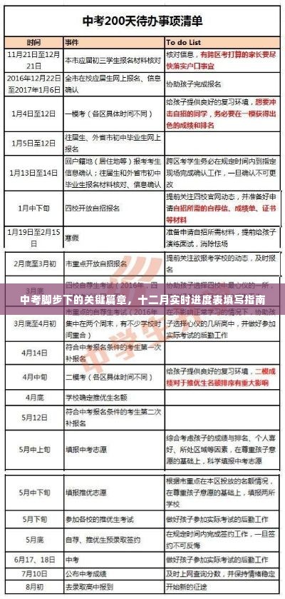 中考关键篇章，十二月实时进度表填写指南