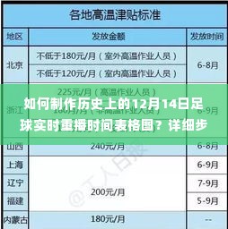 制作历史上的足球实时重播时间表格图，详细步骤指南（以12月14日为例）