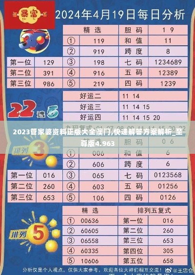 2023管家婆资料正版大全澳门,快速解答方案解析_至尊版4.963