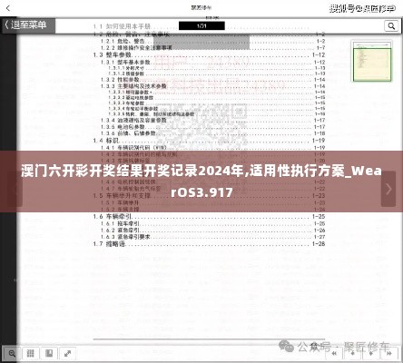 澳门六开彩开奖结果开奖记录2024年,适用性执行方案_WearOS3.917